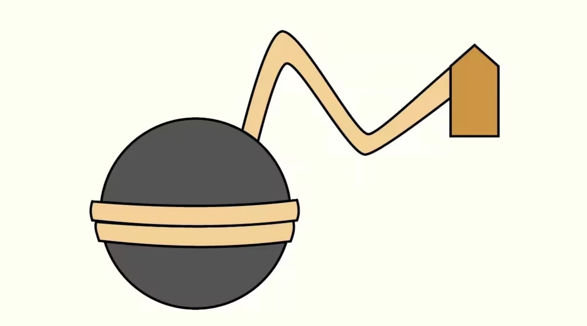 实心球与木标签：实心球与木标签之间用细线连接，细线足够长。